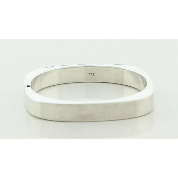 Sterling Silver Abalone Square Bangle Bracelet 7" inch Square 2 3/8" Diameter - Picture 7 of 7